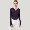 Anna-Kaci Active Women's Long Sleeve Henley Hoodie Activewear Top with Streamlined Fit and Lightweight Stretch Fabric - 2 of 4