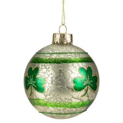 Northlight 3.5" Mercury Glass Shamrock St. Patrick's Day Ornament - Green/White