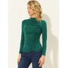 INSPIRE CHIC Women's Long Sleeve High Neck Ruched Front Fitted Blouse - 3 of 4