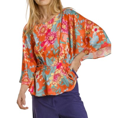 Women's Floral Print Peplum Top - umgee