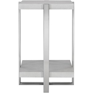 Uttermost Modern Plated Brushed Silver Square Accent Table 16" Wide Milk White Faux Shagreen Gray Shelves for Living Room Bedroom - 1 of 1