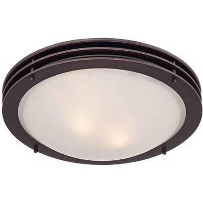Bronze Flush Mount Ceiling Light with White Glass Bowl Shade