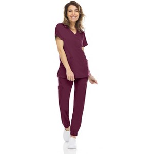 MediChic Womens 8-Pocket Scrubs Set- Mock Neck with 4-Pocket Jogger Scrub Pants - 1 of 4
