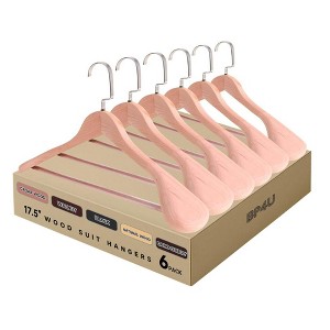 BP4U Premium Wide Shoulder Wooden Suit Hangers, 17.5-Inch Heavy-Duty Solid Wood Coat Hangers for Men's Suits & Coats - 1 of 4