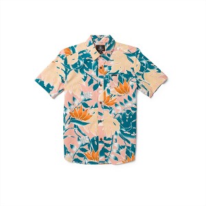 Volcom Men's Marble Floral Short Sleeve Hawaiian Shirt - Classic Fit Button Down, Patch Pocket