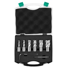 VEVOR Annular Cutter Set, 6 pcs Weldon Shank Mag Drill Bits, 1/2" to 1-1/16" Cutting Diameter, 1" Cutting Depth, M2AL High-Speed Steel, Black - 1 of 4