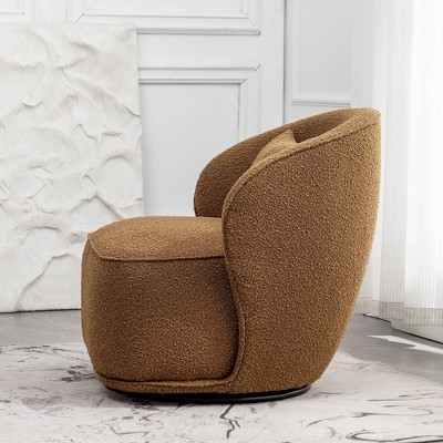 Boucle Upholstered Swivel Barrel Chair - Kinwell