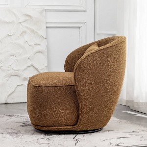 Boucle Upholstered Swivel Barrel Chair - Kinwell - 1 of 4