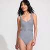 Lands' End Women's Slender Suit Belted Sweetheart One Piece - 4 of 4