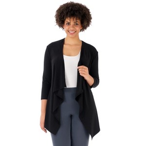 Rekucci Curvy Woman Travel in Style  Open Front Throw Over Jacket – Cozy, Versatile & Travel Friendly - 1 of 4
