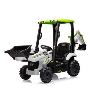 4 in 1 JCB Ride On Excavator, 12V Kids Toy with Remote Control & Front Loader & Digger, Four Transformable Forms - 1 of 4