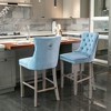 Resenkos Counter Bar Stools, Counter Stool,Upholstered Barstools with Button Tufted Decoration and Wooden Legs, Set of 2 (Light Blue) - 2 of 4