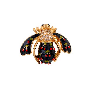 Anna-Kaci Elegant Crystal Rhinestone Fruit and Bee Brooch - Fashionable Gold Plated Fruit Insect Lapel Pins for Dresses and Accessories - 1 of 4