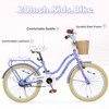 Vynxaria 20 Inch Girls Bike with Basket, 7-10 Years Old, Single Speed, Steel Frame, No Training Wheels - 2 of 4