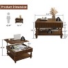 31.5" Mid-Century Lift Top Square Coffee Table with Hidden and Open Storage, Wood Legs for Living Room-3irtyhousy - 4 of 4
