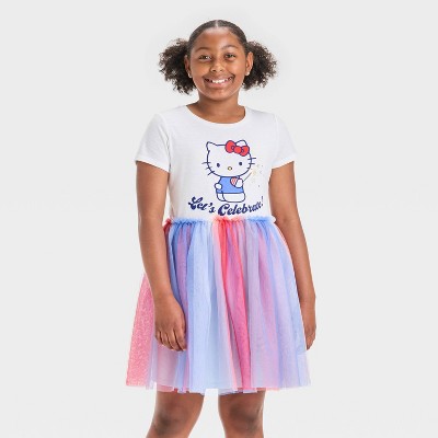 Girls' Hello Kitty Americana Tulle Dress - White