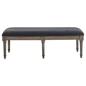 TiramisuBest Grey and Oak Tufted Bench, Grey Fabric Entryway Bench, 50.0"L x 18.0"W x 17.0"H - 1 of 4