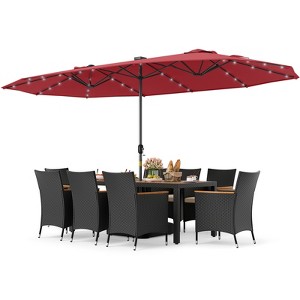 Tangkula Set Of 11 Patio Dining Set w/ 15ft Double-Sided Patio Umbrella (Base Included) - 1 of 4