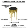 Royal Hampton Side End Table | 24.75 Inch Round Glass Top | Melting Drip Design |  Antique Gold - 4 of 4