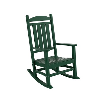 Dark Green HDPE Outdoor Rocking Chair with Fixed Arms