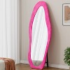 Okak 63*24in Irregular Wavy Flannel Body Mirror, Wooden Frame Full Length Mirror with Stand, Wall Mirror for Dressing Room, Living Room - 2 of 4