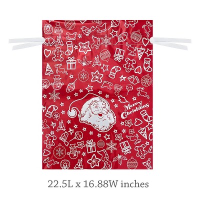 Set of 6 XL Red & White Aluminum Foil Christmas Gift Bags