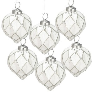 Whisen D3.9X4.3"H Christmas Ball Ornaments, Glass Decorative Hanging Ball Christmas Tree Ornaments, Set of 6 - 1 of 4