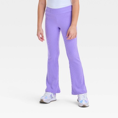 Girls' Ribbed Flare Leggings - Cat & Jack™ Lavender XS