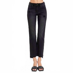 Women's Mid Rise Ankle Straight Leg Jeans - RISEN - 1 of 4