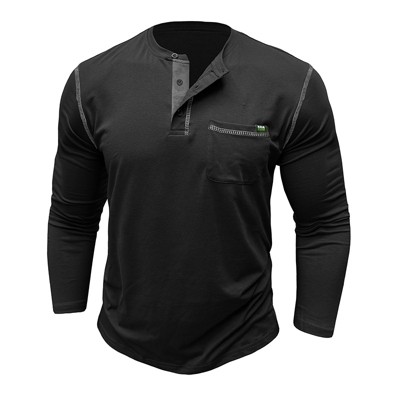 Men's Henley Shirt Long Sleeve Casual Button Down Placket Top Comfortable Cotton Blend T Shirt