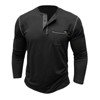 Men's Henley Shirt Long Sleeve Button Front V Neck Pocket Casual T-Shirt Top - 4 of 4