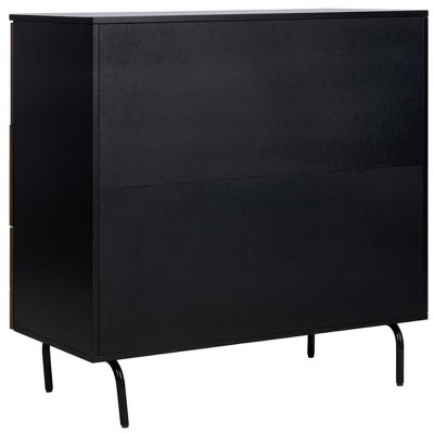 Transitional Genevieve 3-Drawer Dresser in Black/Walnut with Gold Accents