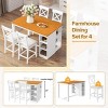 60" Farmhouse Counter Height Dining Table Set with Storage Shelves and Upholstered Chairs for 4, Brown Wood 5-Piece Kitchen Set -3irtyhousy - 2 of 4