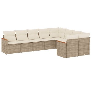 vidaXL Garden Sofa Set Beige Poly Rattan, Powder-Coated Steel 9 Piece Set - 1 of 4