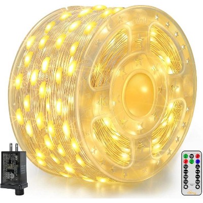 Ollny 600 LED Warm White IP67 Waterproof Christmas Lights (Clear Wire, Plug in, 8 Modes)