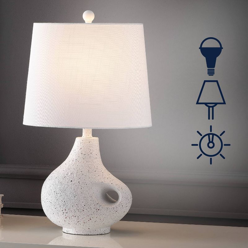 24&#34; Charlotte Minimalist Designer Iron/Resin Oval Shade Table Lamp (Includes LED Light Bulb) White Terrazzo - JONATHAN Y, 3 of 11
