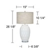 360 Lighting Selena Modern Table Lamp 26 1/8" Tall White Glaze Ceramic Oatmeal Fabric Drum Shade for Bedroom Living Room Bedside Nightstand Office - 4 of 4