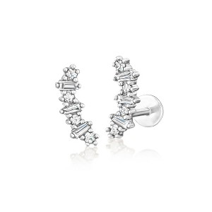 Pure Collection by Ross-Simons 0.15 ct. t.w. Diamond Flat-Back Ear Climbers in Sterling Silver - 1 of 4