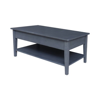 Spencer Antique Washed Heather Gray Wood Coffee Table with Storage
