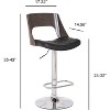 Bentwood Contemporary Modern Stylish Wood Back Adjustable Swivel Bar Stool with Diamond Quilted Finish Curved Seat and Back - 3 of 4