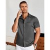 COOFANDY Men Button Up Short Sleeve Muscle Fit Stretch Dress Shirt Summer Casual Stylish Wrinkle Free Camp Tops Grey - 2 of 4