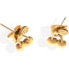Anna-Kaci Women's Gold Tone Cherry Shaped Stud Fashion Earrings with Leaf Detail - Gold - 3 of 4