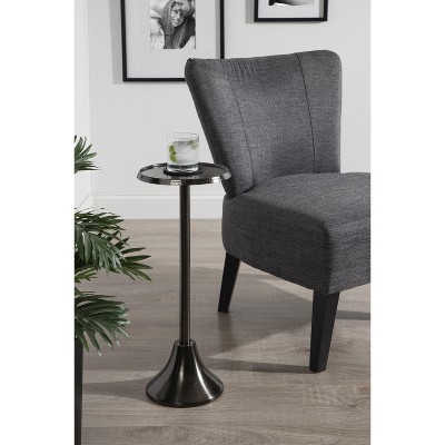 Sanzo Pewter Handcrafted Metal Pedestal Side Table