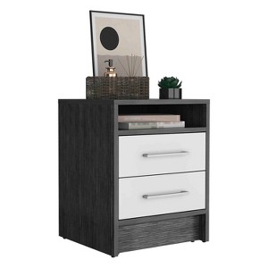 Gulches Brown+White Nightstand, 20 Inch Tall, Featuring 2 Drawers and an Open style Locker - 1 of 4