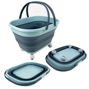 SAMMART 17L(4.5 Gallon) Collapsible Basket with Handle and 360˚ Rotating Wheels - 1 of 4
