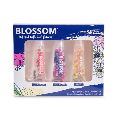 Blossom Moisturizing Lip Gloss Tube - Pink, Yellow, Purple - 3pk/0.9 fl oz