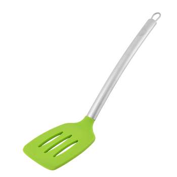 Unique Bargains Stainless Steel Handle Silicone Non-stick Heat Resistant Slotted Pancake Turner Spatula