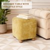 Bekrvio Cube Pouf Ottoman with Wood Legs, Chenille Vanity Stool & Square Footrest,Upholstered Ottoman for Living Room/Bedroom,500 lbs Capacity - 3 of 4