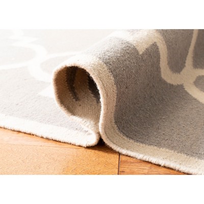 Handmade Dark Grey and Ivory Wool Geometric Area Rug