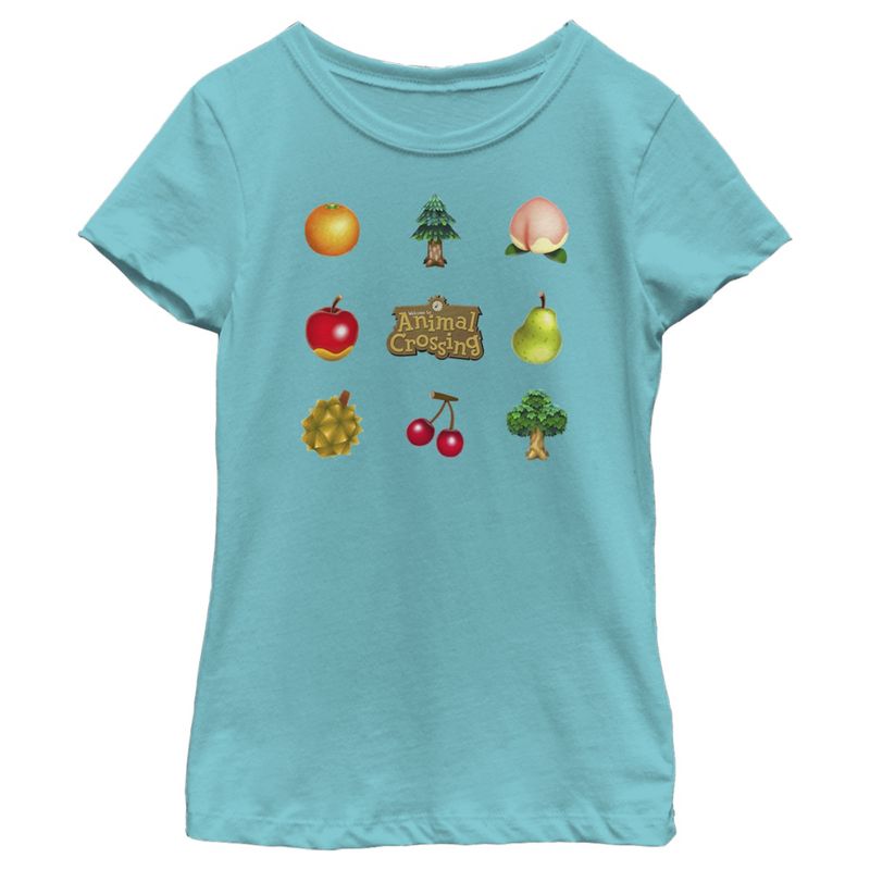 Girl's Nintendo Animal Crossing Items Found Title Logo T-Shirt, 1 of 4